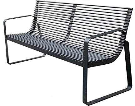 Outdoor Parkbank mit Rückenlehne und Armlehnen, wetterfest und korrosionsbeständig, Metall, Terrassenstuhl für Rasen, Plätze und Terrassen, 180 × 54 × 78 cm