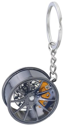 Car Hub Keychain,Wheel Hub Car Keychain - Rim Keychain,Car Wheel Hub Shape Keychain,Zinc Alloy Keychain for Backpacks, Handbags, Car Keys, lemon tree, Consulte la descripción