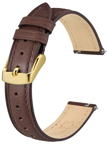 BISONSTRAP Elegante Leder Uhrenarmband, Schnellverschluss, Uhrenarmbänder für Damen und Herren, Kompatibel mit Uhrenanstößen von 12mm 14mm 15mm 16mm 18mm 20mm
