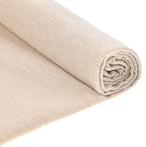 Tessuto in Lino per Punto Croce 150×50cm Tessuto da Ricamo in Lino Mussola di Cotone al 20% Tinta Unita Mussola di Cotone per Cucire Vestiti e Artigianato Tela da Ricamo