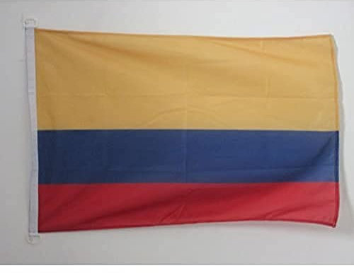 Drapeau de la Colombie - 150 x 90 cm - Usage extérieur - Bannière colombienne en polyester tricoté avec deux anneaux en plastique - Résistant à la décoloration - Couleurs vives - 0,9 x 1,5 m