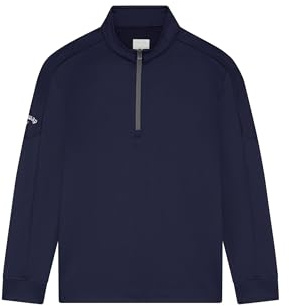 Callaway - Youth Unisex Golf Hex Fleece, Junior Base Layer for Boys and Girls, Thermal Quarter Zip, Long Sleeve Top (Peacoat)