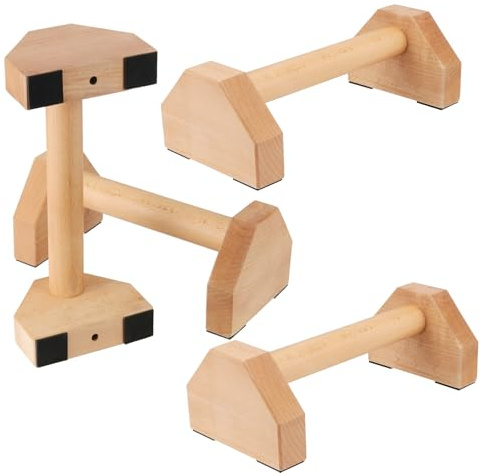 DAKFOOK 4 Stück 25 cm Parallettes Stangen mit rutschfester Basis, 150 kg Kapazität, tragbarer Liegestütz-Ständer, Liegestützstangen aus Holz für Zuhause, Fitnessstudio, Calisthenics-Training