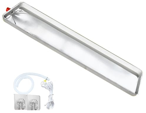 YCYHXJB Bandeja de Goteo de Metal Galvanizada, Aire Acondicionado Bandeja con Kit de Drenaje para Aires Acondicionados de Ventana y Aire Acondicionado Split(White,131x24 cm/52x9.4 in)