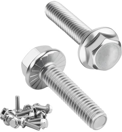 Nuts OT nuts 10 PCS M8 Bolts Silver M8x40mm 304 Stainless Steel Bolts Hex Serrated Flange Bolt Screws Hex Flange Bolt Serrated Flange Anti-Loosening for Machine Tools Furniture Assembly DIY