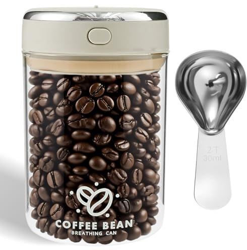 BAODBF Vorratsdose mit Deckel,Vorratsdosen Luftdicht,Kaffee Aufbewahrung,Luftdichte Kaffeedose,Kaffeebehälter aus Glas,Kaffeedosen Vakuum,Kaffeebehälter für Kaffeebohnen Pulver Tee Nüsse Aufbewahrung