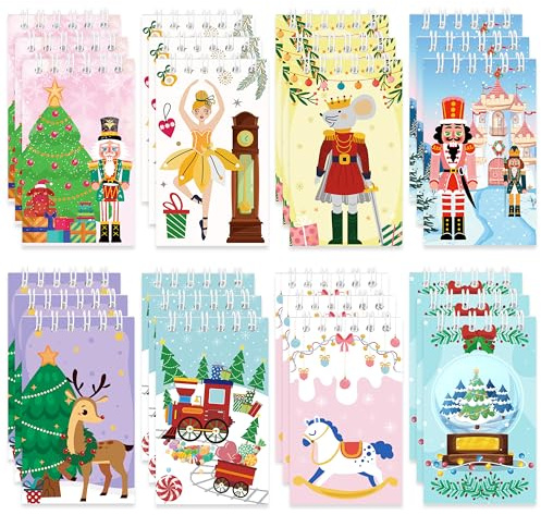 24Packs Ballerina Nutcracker Mini Spiral Notepads Colorful Christmas Soldier Ballet Fairy Pocket Notebooks Journal Memo Pads for Xmas Winter Holiday Party Favors Gifts School Classroom Rewards