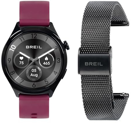 Breil, Collezione BC 3.9, Smartwatch Unisex con 2 Cinturini, in Silicone e in Acciaio Maglia Mesh, Resistente all'Acqua, Connettività Bluetooth, Ricarica Wireless, Cassa 39 mm in Lega di Zinco