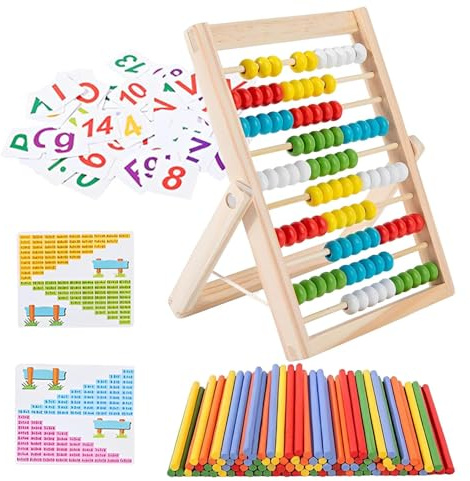 Lufaze Hölzerner Abakus,Pädagogisches Lernspielzeug für mathematische Bildung - Rechenrahmen Für Kinder,Für Vorschule Kindergarten Klassenzimmer Spielzimmer Mädchen