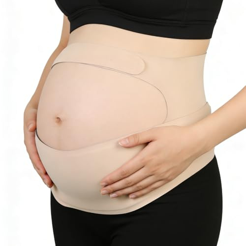Fefod Faja Embarazada sin Costuras, Faja Abdominal Embarazada con Ajustable Hook and Loop, Mujeres Embarazadas Ergonomía Faja Lumbar Soporte con para la Abdomen y Cintura, Color de Piel