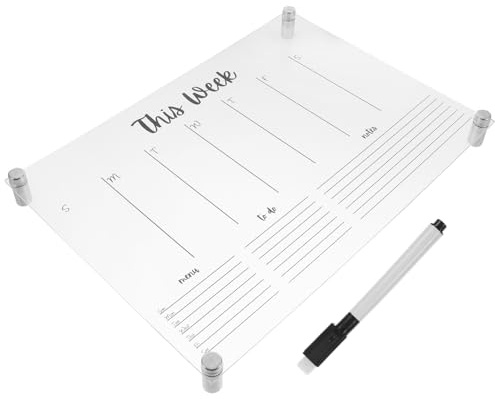 ADOCARN Bacheca Acrilica Cancellabile a Secco per Frigorifero, Calendario Mensile Minimalista in Acrilico Trasparente, Lavagna Multifunzione per Messaggi e Pianificazione Domestica,