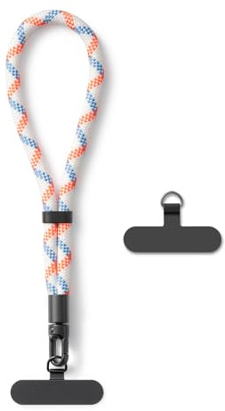 AOKSUNOVA Correa de Muñeca para Móvil Naranja Cuadros | Cordón Corto Universal para Teléfono, Correa de Mano Ajustable, Accesorio para Móvil y Llaves