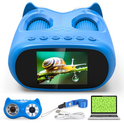 ASPOVEN 2-in-1 Digital Microscope and Telescope for Kids (Blue) | 1000x Portable Microscope with 2.0 HD Screen, Video, Photo and Telescope Features – Perfect as Christmas or Birthday Gift