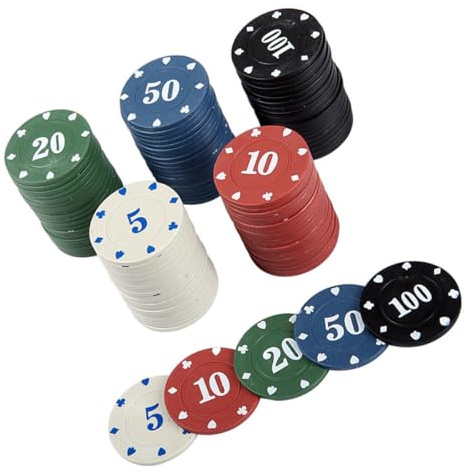 ibasenice 100 Pezzi Fiches in Plastica per Giochi da Tavolo e Premi Scolastici, Riutilizzabili Caratteri Chiari, per Studenti e Feste di Compleanno