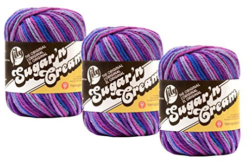 Lily Bulk Buy: Sugar 'n Cream 100% Cotton Yarn (3-Pack) Ombres, Prints, Scents & Stripes (Jewels #0201)