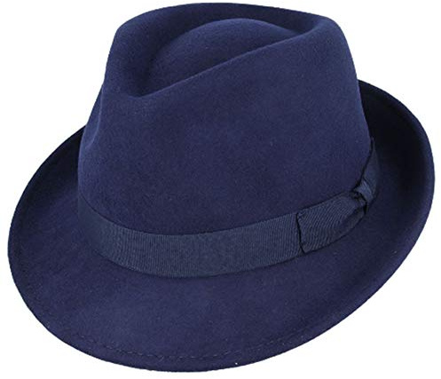 Elegante sombrero Trilby de lana 100% impermeable y triturable hecho a mano con banda de grogrén de calidad
