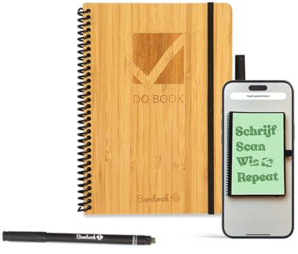 BAMBOOK Do-Book - Bambus-Holz Hardcover - A5 - To-Do Liste mit Monats-, Wochen- und Tagesplaner, Blanko & linierte Seiten - Wiederverwendbares Notizbuch, Notizblock, Reusable Notebook