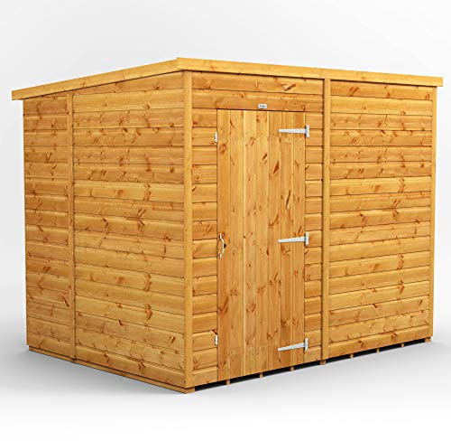 POWER High Grade Premium Pent Wooden Shed with Security Features, Door Flexibility, made from 12mm Extra Thick Timber, for all Storage & Outdoor Needs (Windowless)