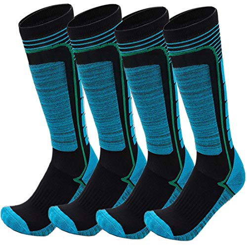 FINGER TEN 2 Paar Skisocken Skistrumpf Sportsocken Baumwolle Socken Herren Damen Kinder Mädchen Jungen Verdicken Für Wintersport Snowboard Geschenk Größe 31-43 (Blau, M(35-38)) …