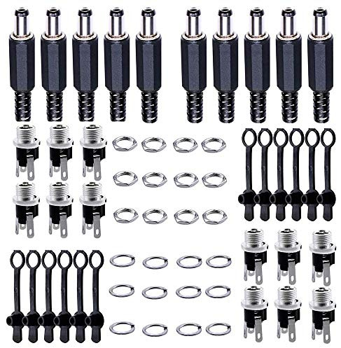 beihuazi® 12 X DC Hohlstecker 12 X DC Power Jack socket 5,5 X 2,1 mm 5,5 x 2,5 mm DC Stecker Buchse Adapter mit 12 STK Schutzklappen