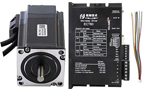 Rtelligent EtherCAT Treiber Closed Loop Schrittmotor Kit ECT60 + 57AM13ED Unterstützung für CoE CiA402-konformes 6A Nema 23 Hybrid Bipolar 100Ncm Schritt für CNC-Maschine