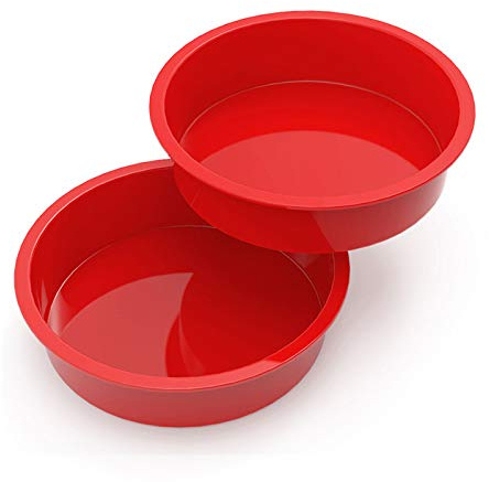 SILIVO 9.5 inch Cake Pans, 2 Pack Silicone Baking Pan, Nonstick Silicone Cake Molds for Cheesecake and Chocolate Cake