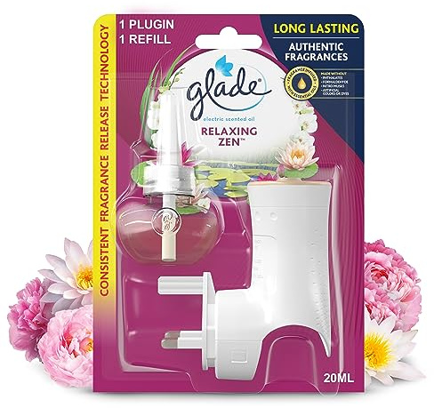 Glade Plug in Air Freshener Holder and Refill, Electric Scented Oil Room Air Freshener, Relaxing Zen, Pack of 1 Starter Kit, (1 x Holder and 1 x 20 ml Refill)