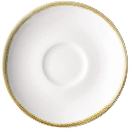 Olympia Kiln Porcelain Espresso Cup Saucer 115mm (Pack of, White, 115 mm | Dishwasher safe with a reactive glaze finish and hand-applied drip-dry rim to catch spills in busy commercial venues.