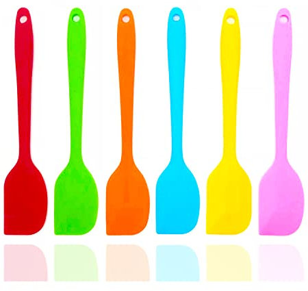 6 spatole in silicone, 21,1 cm, piccola spatola in gomma, resistente al calore, antiaderente, flessibile raschietti da forno