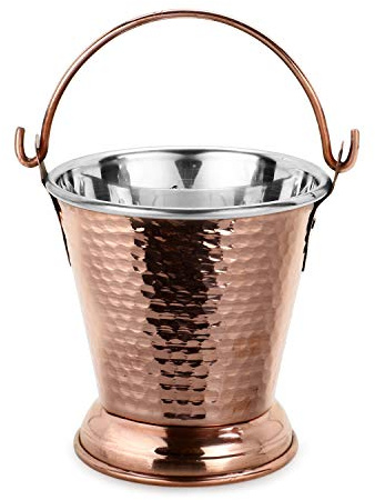 Zap Impex - Secchiello in rame, ciotola da portata, per servire portate, in acciaio martellato, 450 ml