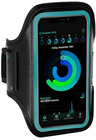 ONEFLOW Workout Case für iPhone 12 mini Sportarmband zum Joggen mit Touch Fenster, Handy Armband für Sport und Outdoor, Handyhalterung für den Arm, Lauftasche Jogging, Blau