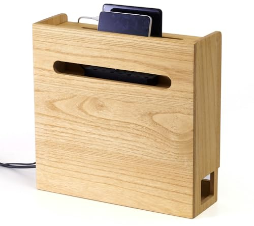 KIRIGEN Wooden WiFi Router Storage Box, 3-Tier Shelf, Natural