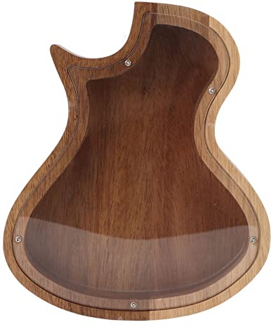 Tirelire de Guitare, Tirelire en Bois Transparente pour Billets et Pièces de Monnaie pour Construire des Habitudes D'argent Parfaites pour les Cadeaux et la Décoration de la Maison