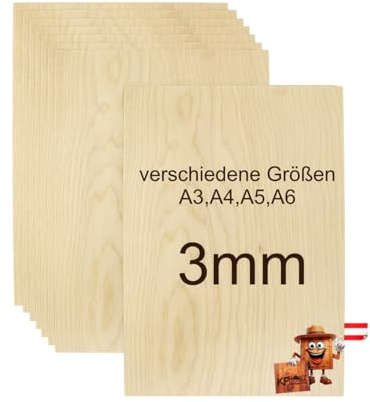KF-Holz 20 Stück Sperrholzplatten Birke (A5 210 x 148 x 3mm) - Hochwertige Multiplex Platten für Bastelarbeiten, Holzzuschnitte, Modellbau