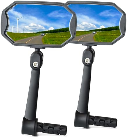 BriskMore Bar End Bike Mirrors for Mountain Bikes, High–Definition Convex Glass Lens for E-Bike Handlebars, Scratch Resistant, Safe Rearview 1 Pair Bicycle Mirror(Right And Left Side) BT-015