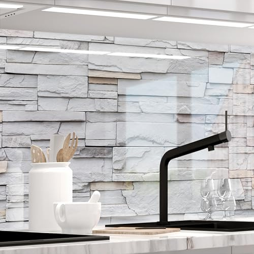 STICKERPROFIS Küchenrückwand BRUCH STEINWAND (Premium) 60 x 80cm | Spritzschutz & Fliesenspiegel · alle Untergründe · hitzebeständig, abwaschbar · ohne Bohren · 1,8mm Verbundmaterial Glasoptik