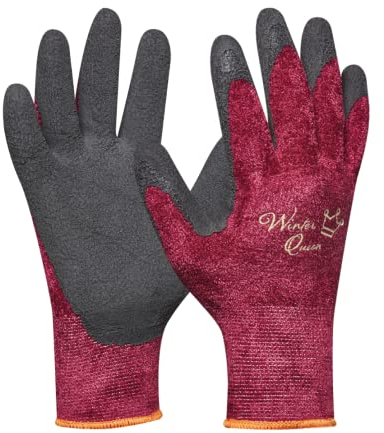 Gebol Winter Queen, 1 Paar Gartenhandschuhe aus Nylon mit Latex-Schaum, Nahtlose Arbeitshandschuhe, Kälteschutz bis 0°C, für Damen, Gr. S/7