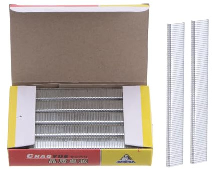 sourcing map 2800pcs 1003J Étroite Couronne Agrafes 1/8 U-forme Galvanisé Finition Pneumatique Droit Brad Clous avec Boîte Rangement pour Travail Bois Bricolage Décoration, Argenté