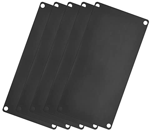 sourcing map 5 Stück Leere Metall Karten 100x60x0.4mm, Schwarz Metallkarte Edelstahl Platte mit 4 Loch, DIY Rohlinge Tag für Klingelschild Visitenkarten Namensschilder Briefkasten Türschilder
