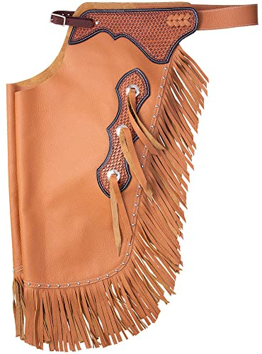 Chaps Western Chinks in pelle per uomini, donne, bambini, unisex, realizzati a mano, intrecciati, marrone (bambini)