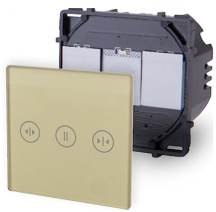 Luxus-Time Touch Lichtschalter Wandschalter POINT SERIE Glas Sensor Schalter Wechselschalter Schuko Steckdosen USB Grau Weiß Schwarz Gold (Modul: Touch Rollladenschalter 2-Weg, Gold)