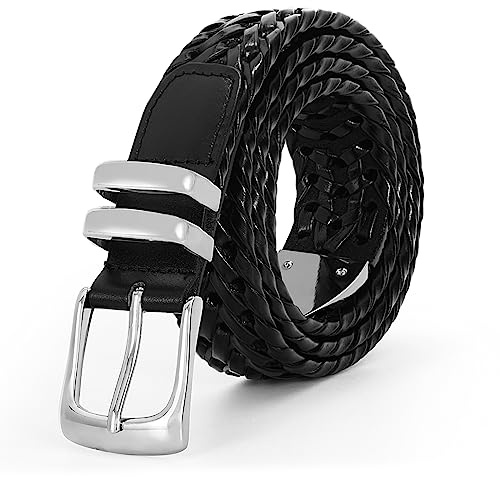 BELTROAD Braided Leather Belt for Men Casual Jeans Golf, Men's Genuine Leather Woven Alloy Buckle Hand Braided Belts Christmas Gift