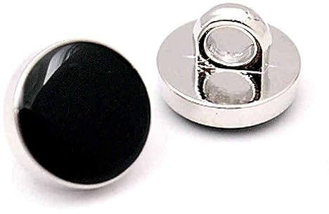 Silver Rim Black Shirt Shank Buttons 11.5mm (6)