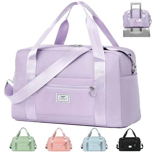 FIORETTO Ryanair Cabin Bag 40x20x25 Underseat Bag with Wet Pocket Foldable Waterproof Carry On for Travel, Weekend Trip Overnight Hospital Duffel for Women and Men 20L Purple
