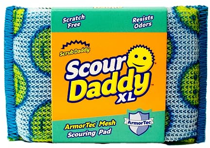 Scrub Daddy Scour Daddy XL, Scourers Non Scratch Scrubbing Sponge, Scouring Pads, Kitchen Sponges for Dishes, Dishwashing Pan Scrubber, Cleaning Supplies, Dish Sponges for Washing up