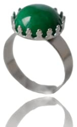 Kronenring, Jade Ring Grün, Edelstahl, rund, Ring verstellbar mit Edelstein, Grün Steinring, Schmuck, Geburtstag Geschenk für Sie
