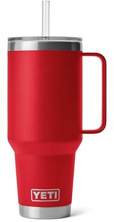 YETI Rambler - Taza de paja de 1,2 l, color rojo