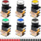 DAOKAI 22mm Momentary Push Button Switch 440V 10A Push Type LA38-11 1NO 1NC Switch (Red/Bule/Green/White/Yellow/Black) 6 Color with 24 Pcs Fork Terminal