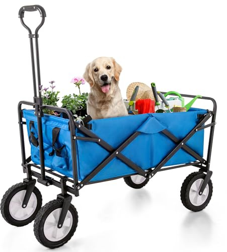 Chariot Tout Terrain ExtÉRieur Chariot Pliable Chariot De Plage Pliable Grande CapacitÉ 96L,Porte-Gobelet en Maille,PoignÉE RÉGlable,Sac en Tissu,Rotation De La Roue Avant À 360°,AdaptÉ Au Camping