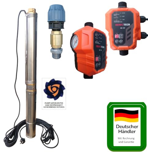 IBO SDM24 Tiefbrunnenpumpe Brunnenpumpe 3 74 mm bis 4200l/h 0,75kW 8,3 bar - Pumpensteuerung HS-30 (5/4) -Anschlussset - von PAG Turbo GmbH®
